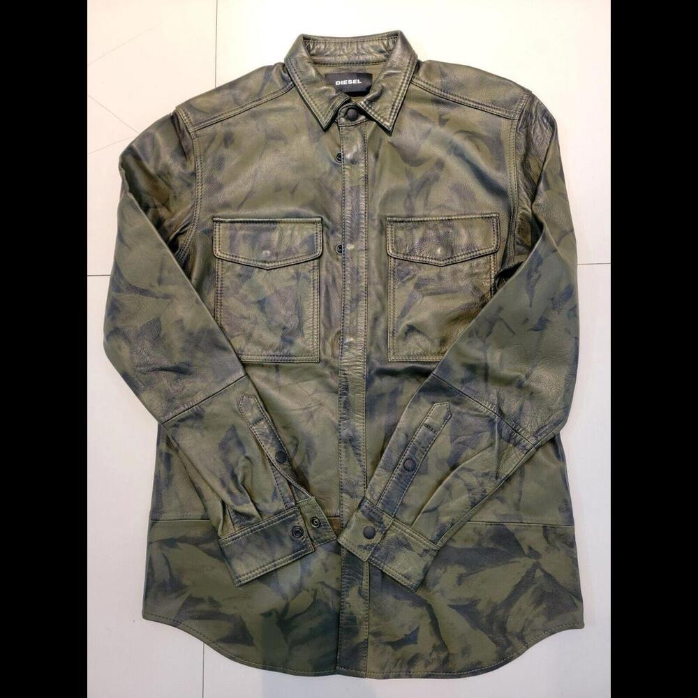 DIESEL S-Late Padded Printed Camo Leather Men's Jacket L